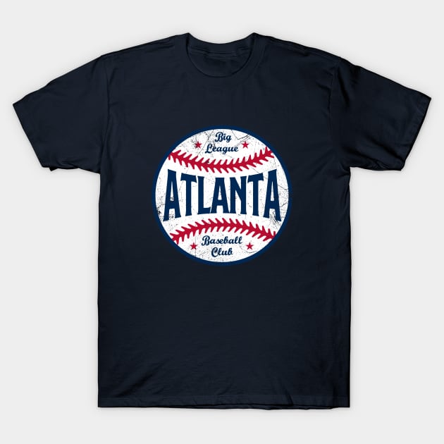 Atlanta Retro Big League Baseball - Navy T-Shirt by KFig21